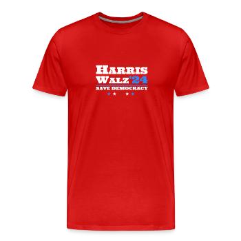 Kamala Harris & Tim Walz 2024 T-shirt classique - T-shirt bio Premium Homme - rouge - Devant - Damien (186cm)