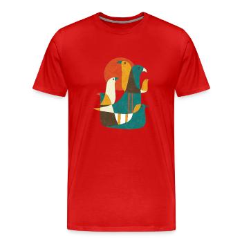 retro birds artist - Männer Premium Bio T-Shirt - Rot - Vorne - Damien (186cm)
