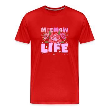 Groovy Flowers Meemaw life - Männer Premium Bio T-Shirt - Rot - Vorne - Damien (186cm)