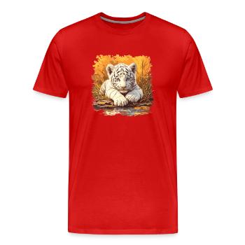 White Tiger Weiße Tiger Weißer Tiger - Men's Premium Organic T-Shirt - red - Front - Damien (186cm)