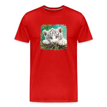 White Tiger Weiße Tiger Weißer Tiger - Men's Premium Organic T-Shirt - red - Front - Damien (186cm)