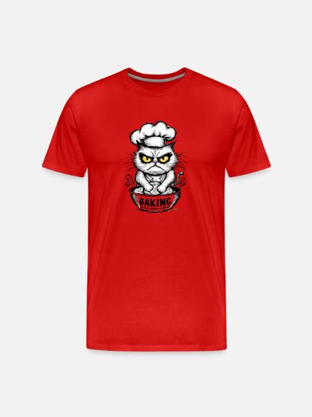 Funny Annoyed Cat Baker Design - Men's Premium Organic T-Shirt - red