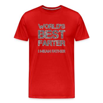 WORLD'S BEST FARTHER I MEAN FATHER – Bester Pupser - Men's Premium Organic T-Shirt - red - Front - Damien (186cm)