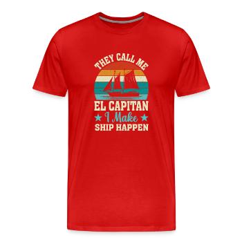 Bateau rétro hommes - T-shirt bio Premium Homme - rouge - Devant - Damien (186cm)
