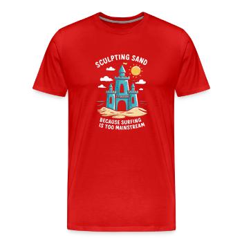 Kreative Sandburgen Kunst am Strand | Skulpturen - Männer Premium Bio T-Shirt - Rot - Vorne - Damien (186cm)