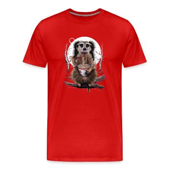 Erdmännchen - Männer Premium Bio T-Shirt - Rot - Vorne - Damien (186cm)