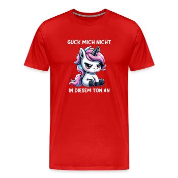 Ne me regarde pas sur ce ton Licorne - T-shirt bio Premium Homme - rouge - Devant - Damien (186cm)