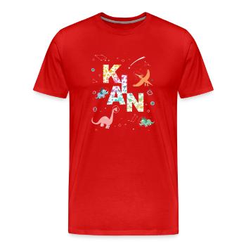 KIAN - Schöner Jungen Name mit Dinosaurier - Männer Premium Bio T-Shirt - Rot - Vorne - Damien (186cm)