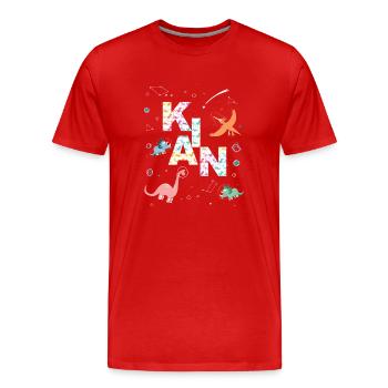 KIAN - Schöner Jungen Name mit Dinosaurier - Männer Premium Bio T-Shirt - Rot - Vorne - Damien (186cm)