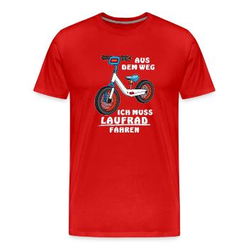 DOIT FAIRE DU VÉLO D’ÉQUILIBRE - T-shirt bio Premium Homme - rouge - Devant - Damien (186cm)