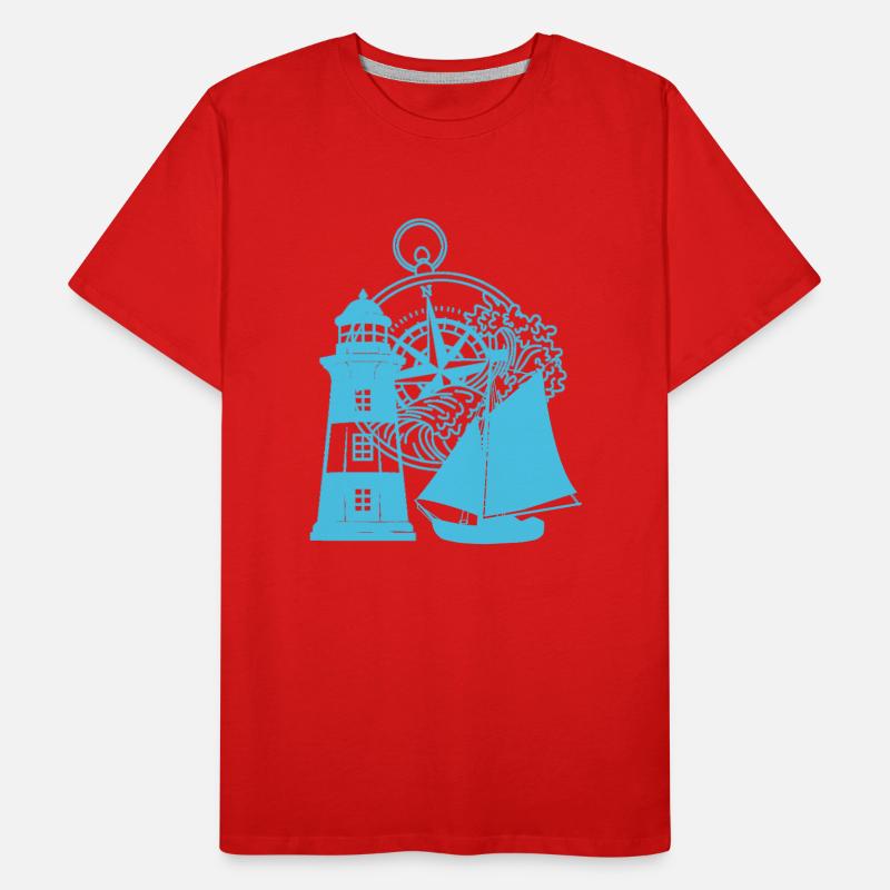 maritim Kompass Segelschiff Leuchtturm Männer Premium Bio T-Shirt