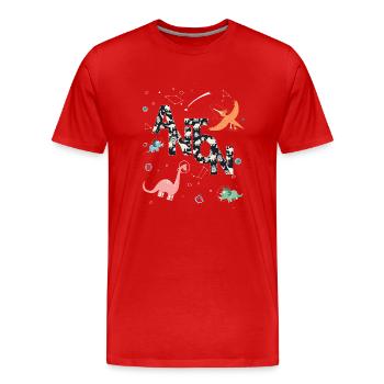 ANTON - Beautiful boy name with dinosaur - Men's Premium Organic T-Shirt - red - Front - Damien (186cm)