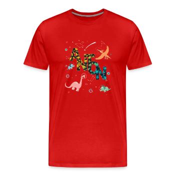 ANTON - Beautiful boy name with dinosaur - Men's Premium Organic T-Shirt - red - Front - Damien (186cm)