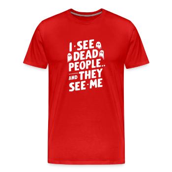 Appât fantôme Halloween Parapsychologie Paranormal - T-shirt bio Premium Homme - rouge - Devant - Damien (186cm)