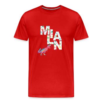 MILAN - Schöner Jungen Name mit Dinosaurier - Männer Premium Bio T-Shirt - Rot - Vorne - Damien (186cm)
