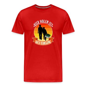 Bier holen ist auch Bewegung - Männer Premium Bio T-Shirt - Rot - Vorne - Damien (186cm)