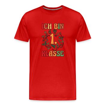 First Grade Schoolchild Start of School Enrollment - Men's Premium Organic T-Shirt - red - Front - Damien (186cm)