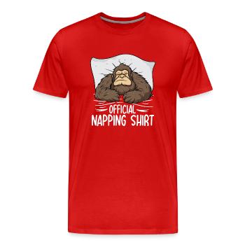 Chemise de sieste officielle Bigfoot - T-shirt bio Premium Homme - rouge - Devant - Damien (186cm)