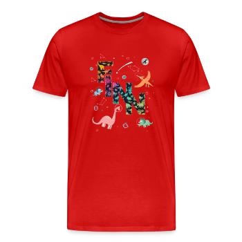 FINN - Beau prénom de garçon avec dinosaure - T-shirt bio Premium Homme - rouge - Devant - Damien (186cm)