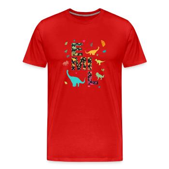 EMIL - Beautiful boy name with dinosaur - Men's Premium Organic T-Shirt - red - Front - Damien (186cm)