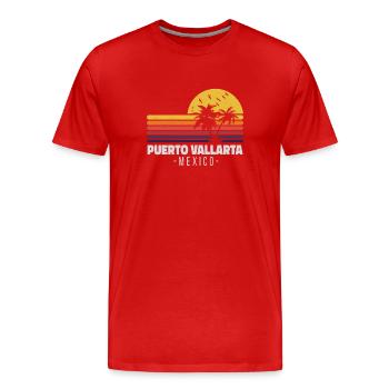 Puerta Vallarta, Mexique, Plage du coucher du soleil - T-shirt bio Premium Homme - rouge - Devant - Damien (186cm)