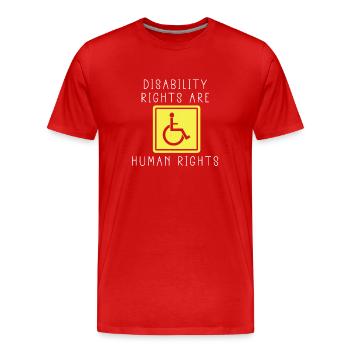 Les droits des personnes handicapées sont des droits de l’homme - - T-shirt bio Premium Homme - rouge - Devant - Damien (186cm)