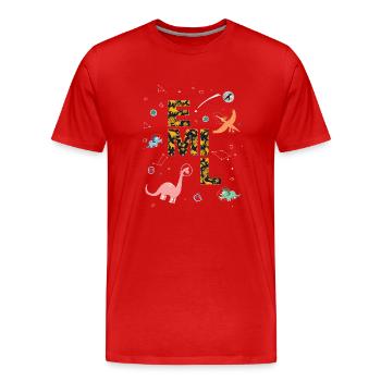 EMIL - Beautiful boy name with dinosaur - Men's Premium Organic T-Shirt - red - Front - Damien (186cm)