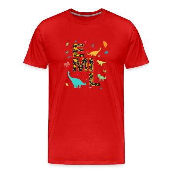 EMIL - Beautiful boy name with dinosaur - Men's Premium Organic T-Shirt - red - Front - Damien (186cm)