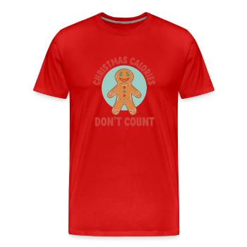 Les calories de Noël ne comptent pas - Bonhomme en pain d’épice - T-shirt bio Premium Homme - rouge - Devant - Damien (186cm)