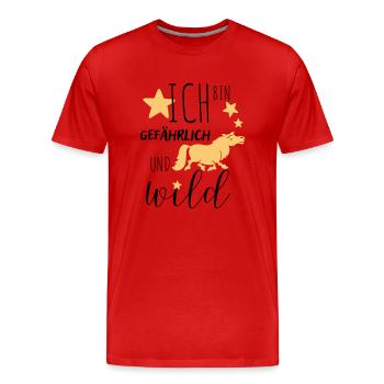 Ich bin und wild! - Männer Premium Bio T-Shirt - Rot - Vorne - Damien (186cm)