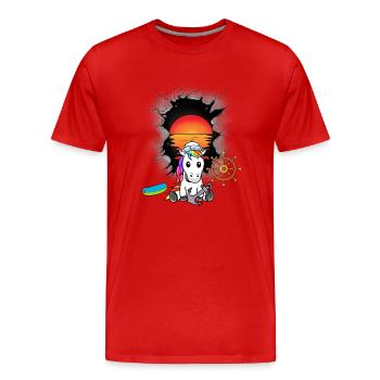 Einhorn Einhörner maritim Matrose Matrosen Moin - Männer Premium Bio T-Shirt - Rot - Vorne - Damien (186cm)