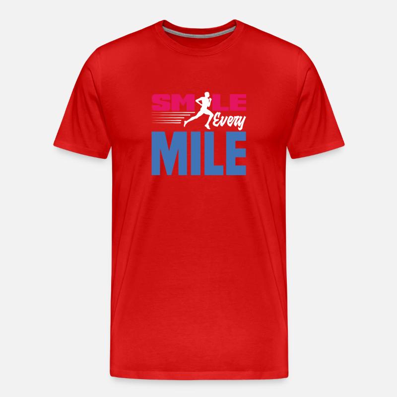Lächle Bei Jedem Kilometer - Männer Premium Bio T-Shirt - Rot