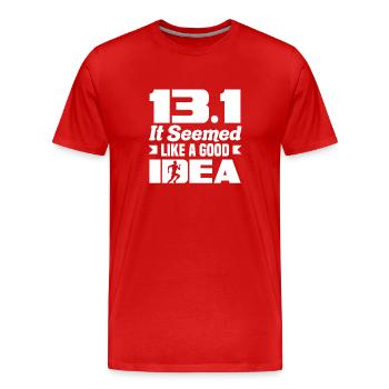 13.1 It seemed like a good idea - Men's Premium Organic T-Shirt - red - Front - Damien (186cm)