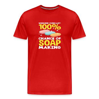 Prédiction du week-end : 100 % de chances de - T-shirt bio Premium Homme - rouge - Devant - Damien (186cm)