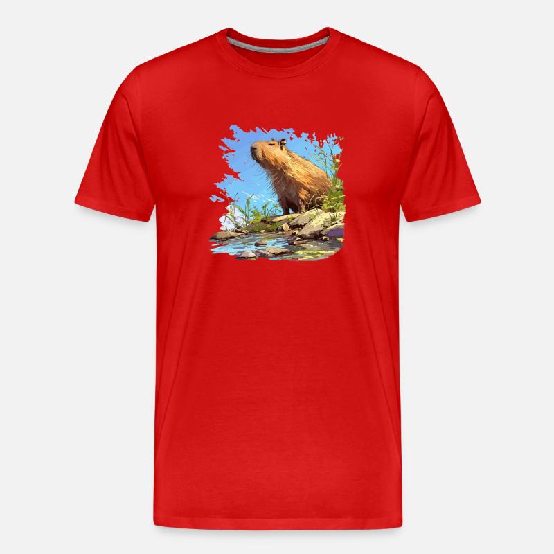 Capybaras Capybara - Männer Premium Bio T-Shirt - Rot