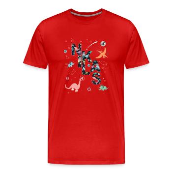 NIKLAS - Beautiful boy name with dinosaur - Men's Premium Organic T-Shirt - red - Front - Damien (186cm)