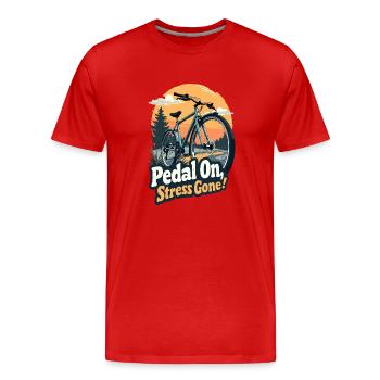 CYCLISME. PÉDALEZ, LE STRESS A DISPARU ! - T-shirt bio Premium Homme - rouge - Devant - Damien (186cm)