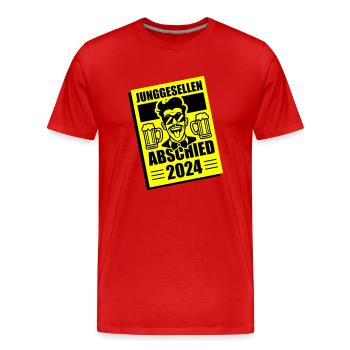 Enterrement de vie de garçon 2024 Enterrement de vie de garçon - T-shirt bio Premium Homme - rouge - Devant - Damien (186cm)