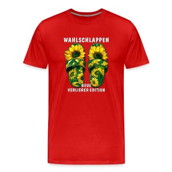 WAHLSCHLAPPEN NEUE VERLIERER EDITION - Männer Premium Bio T-Shirt - Rot - Vorne - Damien (186cm)