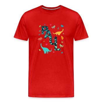 PAUL - Beautiful boy name with dinosaur - Men's Premium Organic T-Shirt - red - Front - Damien (186cm)