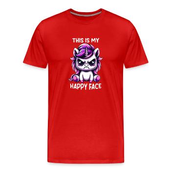 C’est mon visage heureux - T-shirt bio Premium Homme - rouge - Devant - Damien (186cm)
