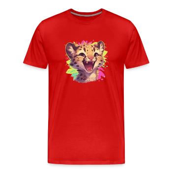 Leoparden Leopard - Men's Premium Organic T-Shirt - red - Front - Damien (186cm)