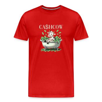 Cash Cow für einen Investor Anleger Sparer - Männer Premium Bio T-Shirt - Rot - Vorne - Damien (186cm)