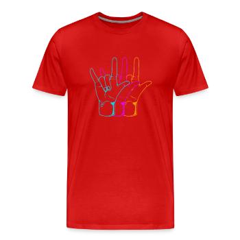 Sign language sign ASL deaf - Men's Premium Organic T-Shirt - red - Front - Damien (186cm)