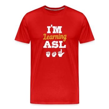 Langue des signes ASL sourd - T-shirt bio Premium Homme - rouge - Devant - Damien (186cm)