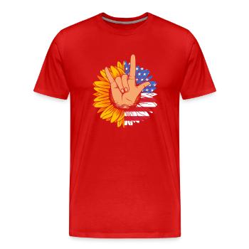 Sign language sign ASL deaf - Men's Premium Organic T-Shirt - red - Front - Damien (186cm)