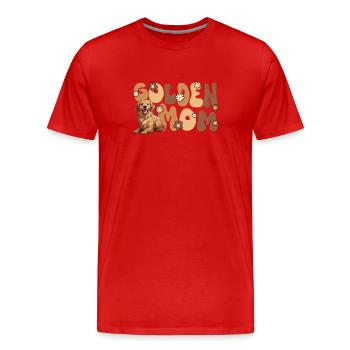 Golden Retriver Groovy Golden Mom - Men's Premium Organic T-Shirt - red - Front - Damien (186cm)