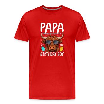 Papa Of The Birthday Boy - Men's Premium Organic T-Shirt - red - Front - Damien (186cm)
