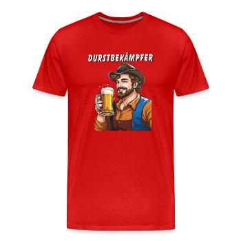 MAN BEER THIRST QUENCHER - Men's Premium Organic T-Shirt - red - Front - Damien (186cm)