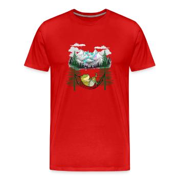Nature Nature Lover Grenouilles Hamac - T-shirt bio Premium Homme - rouge - Devant - Damien (186cm)